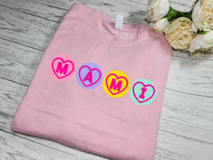 Personalised welsh Unisex Baby PINK LOVE sweets heart jumper any name detail