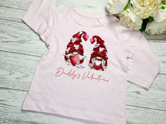 Custom Baby long sleeve baby PINK t-shirt Hearts gonks Daddy's Valentine detail