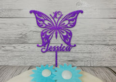 Personalised wooden birthday Butterfly cake topper Any name age