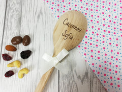 Personalised Engraved Welsh Cacennau Wooden Spoon Any name with or without ribbon