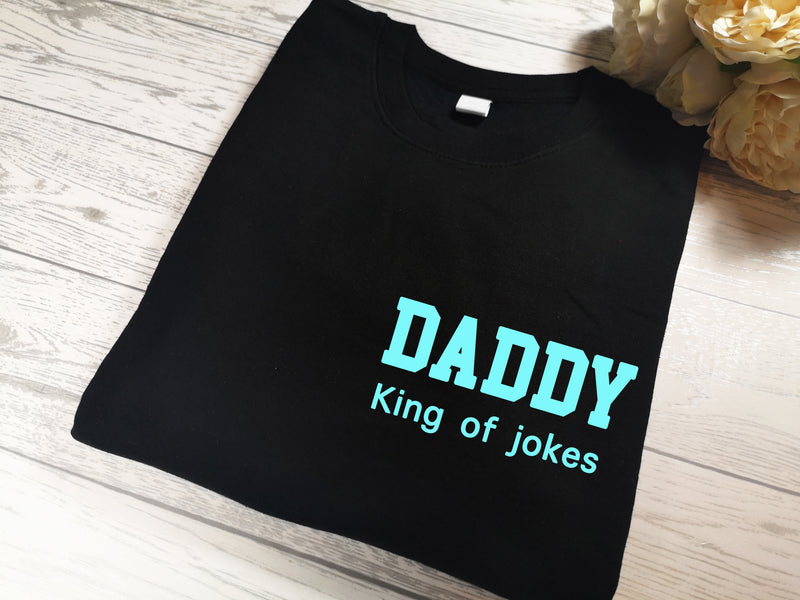 Personalised BLACK DAD t-shirt with custom message detail