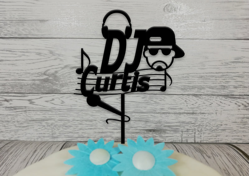 Personalised wooden birthday Dj Rapper cake topper Any name