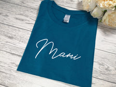 Personalised Women's Duck blue t-shirt Name  in a choice of colour detail