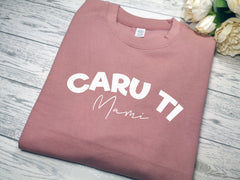 Personalised Unisex DUSKY PINK jumper welsh CARU TI detail