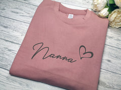 Personalised Unisex WELSH Dusky pink  jumper Any name heart detail