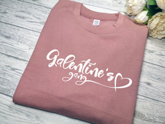 Custom Unisex DUSKY PINK jumper GALENTINE'S GANG detail