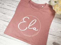 Personalised Women's Dusky pink t-shirt Limited edition any name