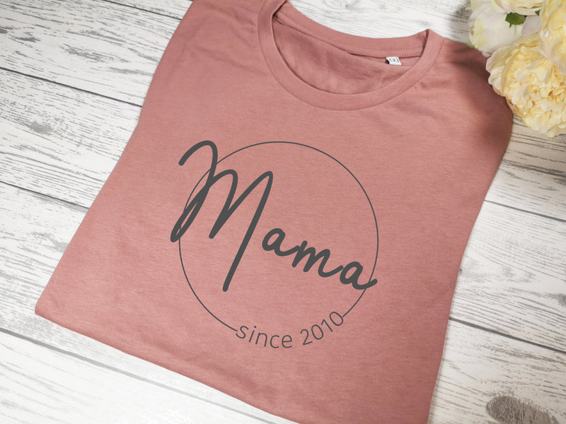 Personalised Women's Dusky pink t-shirt Mum since Mam