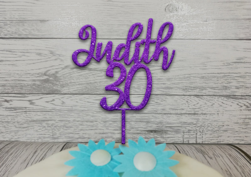 Personalised wooden birthday Fancy Name cake topper Any age