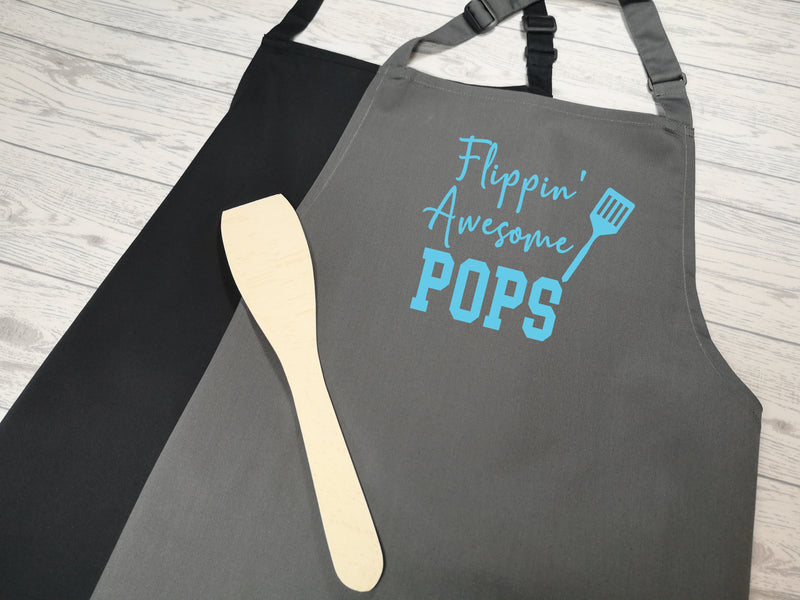 Personalised adult Flippin' awesome DAD Grandad name apron in grey or black