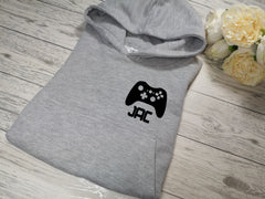 Personalised Kids Grey hoodie with Gaming and name detail