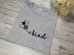 Custom Women's Grey t-shirt Bee kind with choice of colour detail