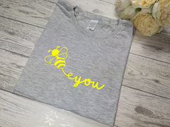 Custom Women's Grey t-shirt Bee You with choice of colour detail