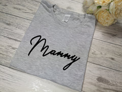 Personalised Women's Grey t-shirt Fancy Mummy / Mami / Nanna
