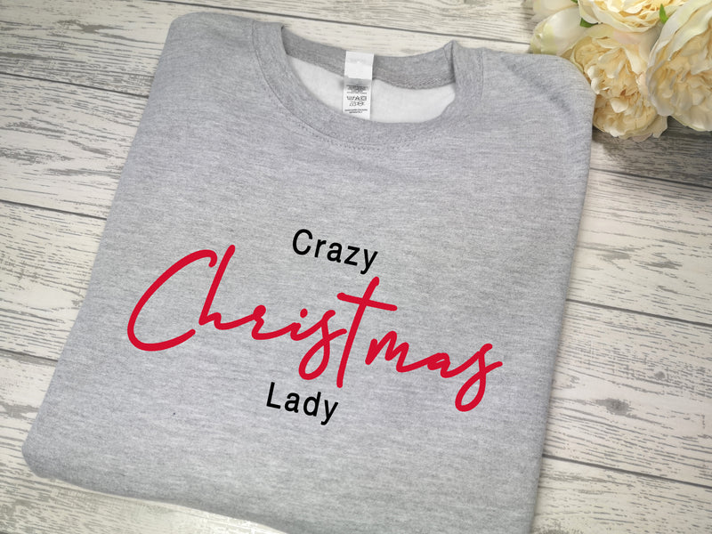 Custom Unisex GREY Crazy Christmas lady jumper