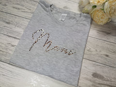 Personalised Women's Grey t-shirt Fancy Mummy / Mami / Nanna