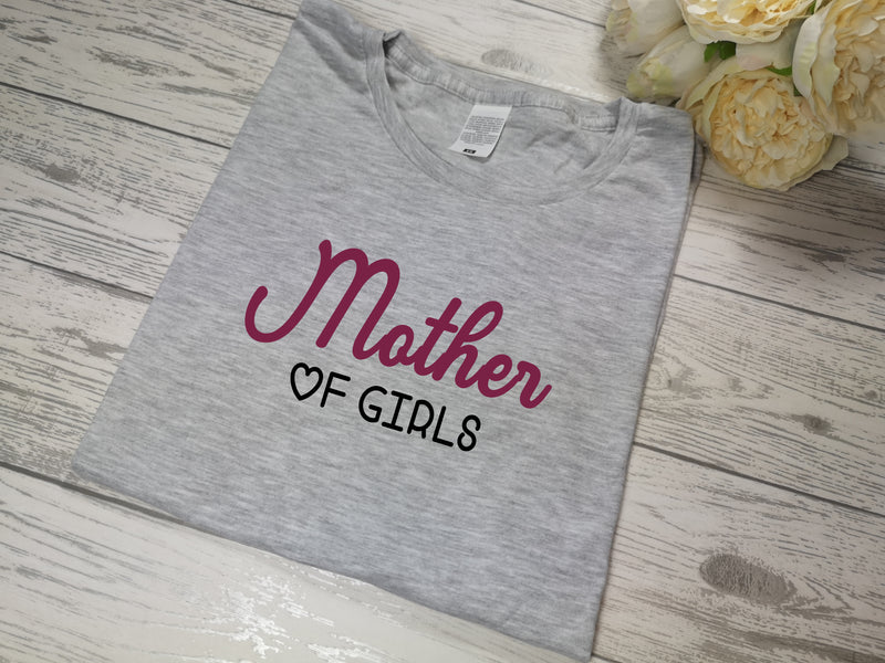 Personalised Women's Grey t-shirt Mummy of boys / girls / monsters with choice of colour detail