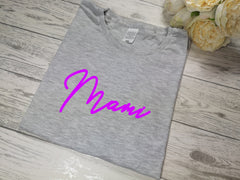 Personalised Women's Grey t-shirt Fancy Mummy / Mami / Nanna