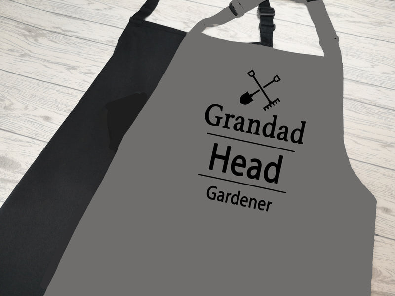 Personalised adults Head Gardener apron in grey or black