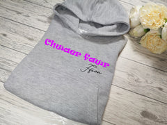 Personalised Kids Grey hoodie with Chwaer fawr name detail