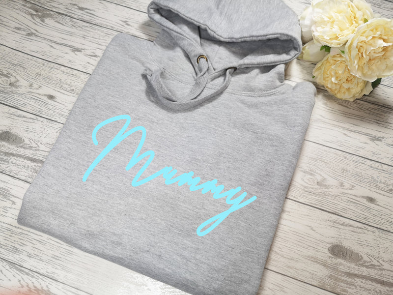 Personalised Womens Grey hoodie with fancy Name detail No pocket