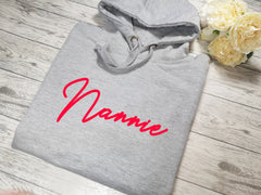 Personalised Womens Grey hoodie with fancy Name detail No pocket