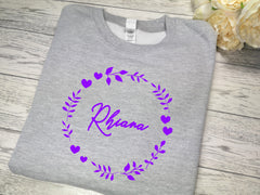 Personalised KIDS GREY Circle detail jumper add a name