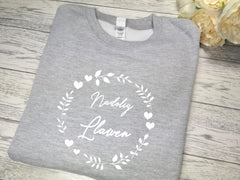 Custom Unisex WELSH GREY Christmas jumper Nadolig llawen circle detail