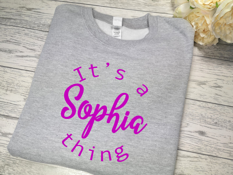Personalised KIDS GREY It's a NAME thing detail jumper add a name