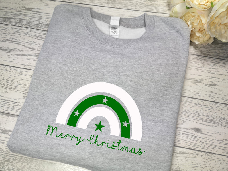 Custom BABY / KIDS GREY Christmas RAINBOW  jumper