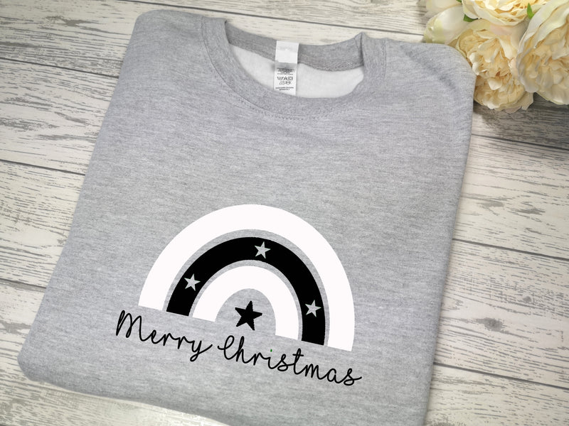 Custom Unisex  GREY Christmas RAINBOW jumper