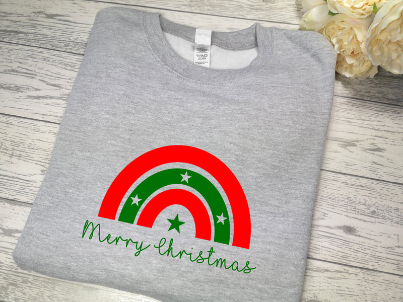 Custom BABY / KIDS GREY Christmas RAINBOW  jumper