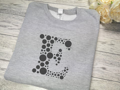 Personalised KIDS GREY Dot letter detail jumper in a choice of colour detail