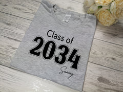 Personalised Adults t-shirt for KIDS school starters Class of detail any name range of colours