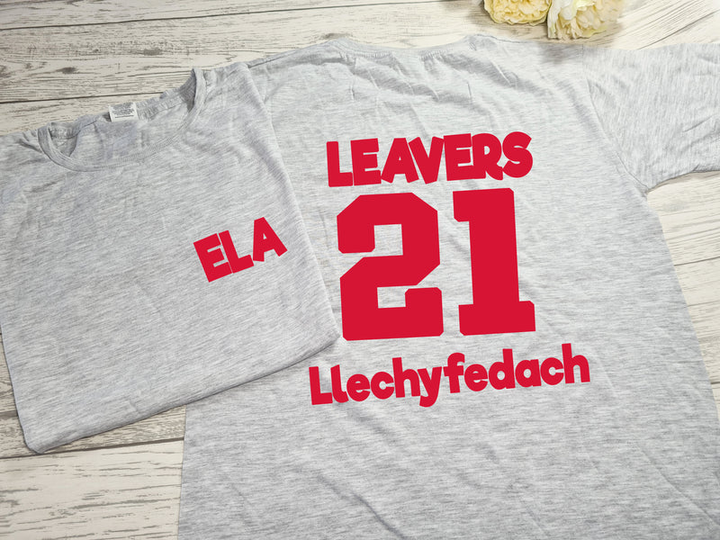 Personalised Kids LEAVERS T-SHIRT with Name and year detail for Boys and girls