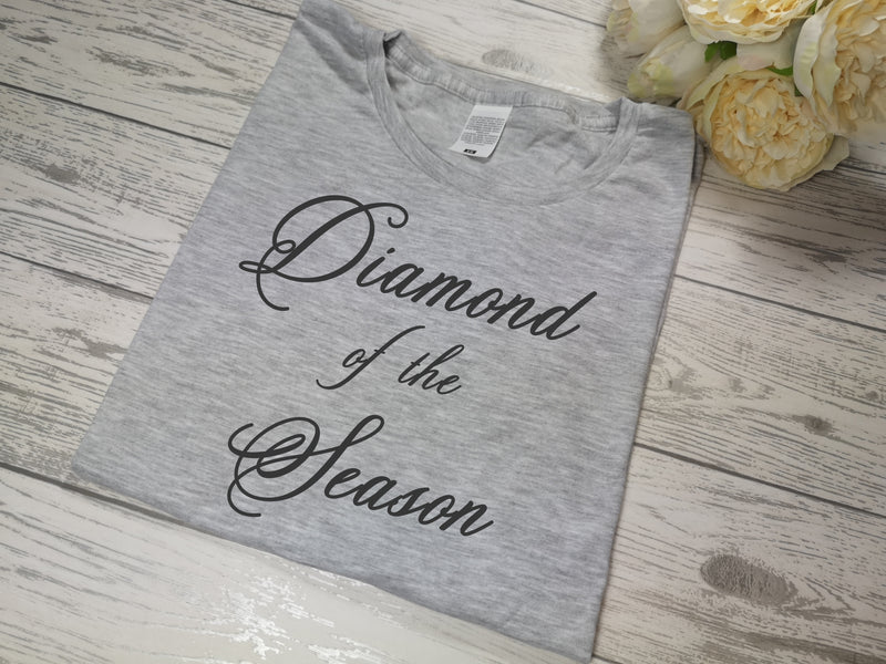 Custom Women's GREY Diamond of the season t-shirt  with choice of colour detail