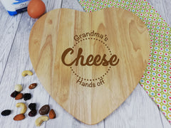 Personalised Engraved Wooden Heart Chopping board cheese Gift Any Name mum grandma
