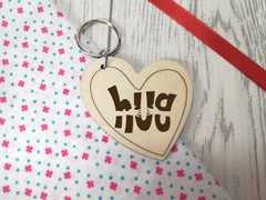 Personalised Wooden Heart Send a Hug Keyring