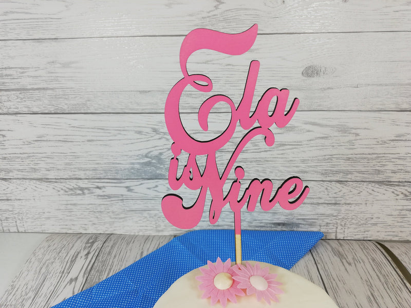 Personalised wooden birthday age cake topper Any name Any Age Paint or glitter