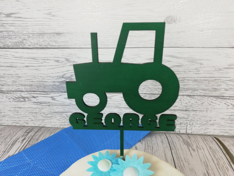 Personalised wooden birthday Tractor cake topper Farm Any name