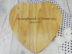 Personalised Engraved Wooden Heart Welsh Names Chopping board Wedding Gift Any Name Date Cymraeg