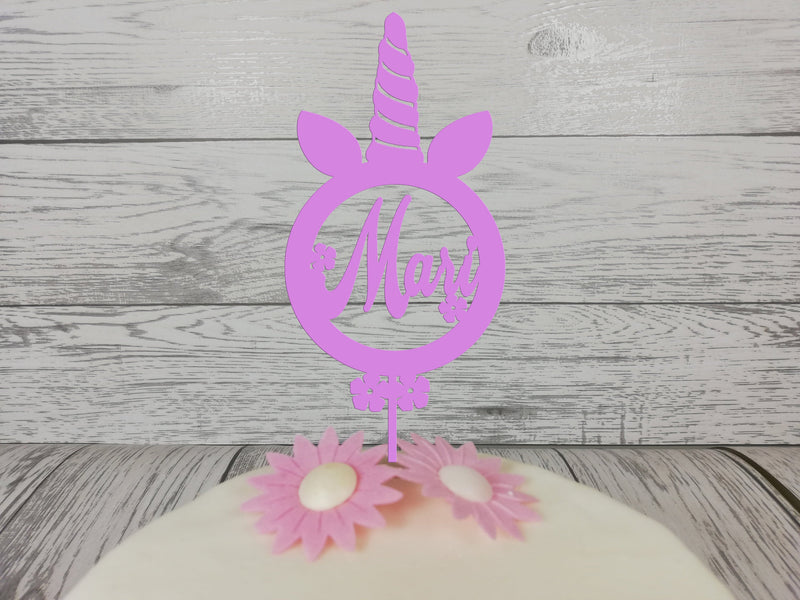 Personalised wooden birthday unicorn cake topper Any name Paint or glitter