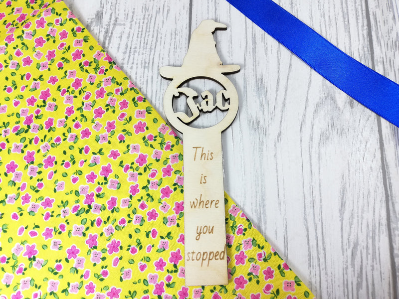 Personalised Wooden Wizard hat Bookmark Any Name Any Message
