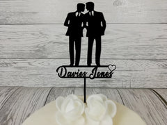 Personalised wooden wedding Mr & Mr Silhouette cake topper Any Surname Black or wood