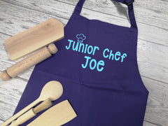 Personalised children's Junior chef Purple apron