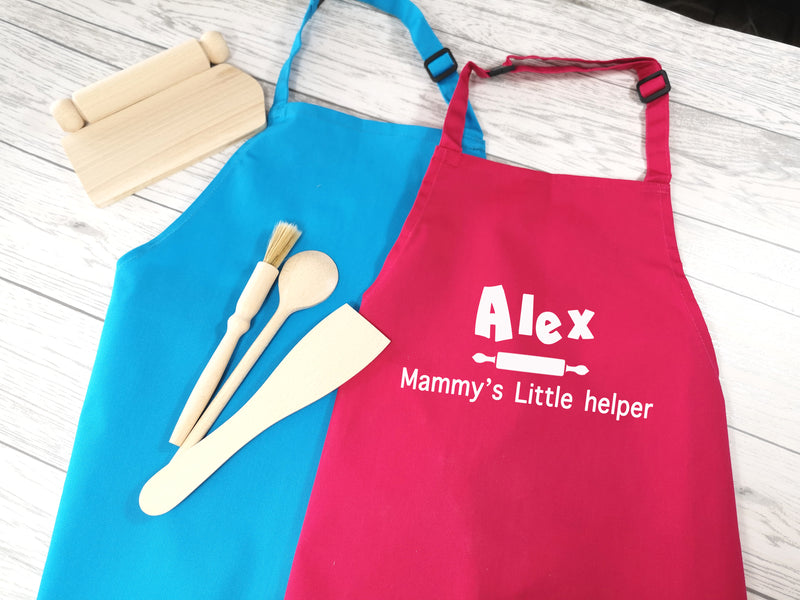 Personalised children's Little Helper apron in pink or blue