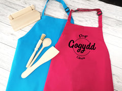Personalised children's Welsh Prif gogydd apron in pink or blue