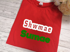 Custom Welsh Red Green or White Kids shwmae sumae t-shirt bold