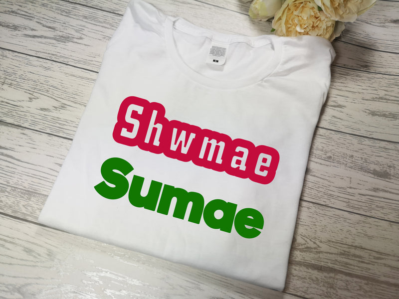 Custom Welsh Red Green or White Kids shwmae sumae t-shirt bold