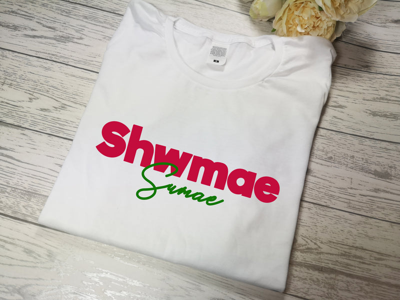 Custom Welsh Red Green or White Kids shwmae sumae t-shirt fancy